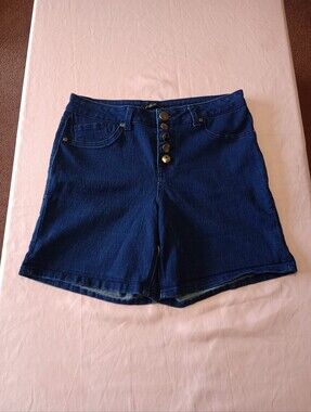 A3 Denim Women's High-Waisted Shorts Sz. 10 Navy Blue
